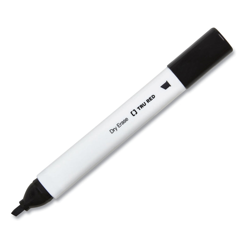 TRU RED Dry Erase Marker, Tank-Style, Medium Chisel Tip, Black, 4/Pack (TUD24376614) Pack of 4
