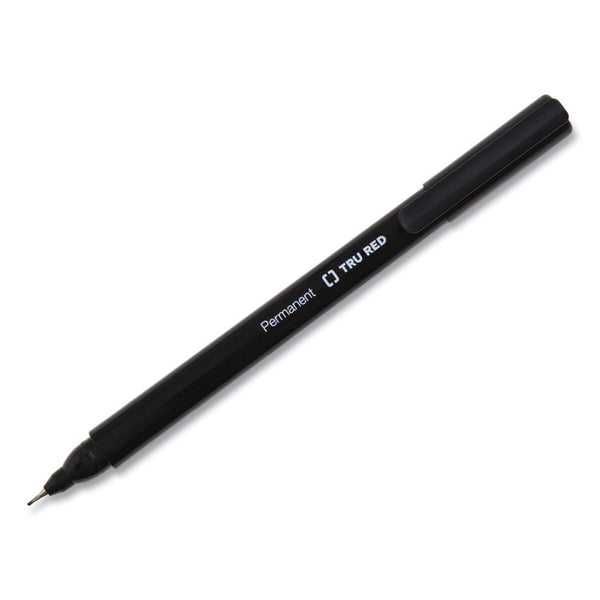 TRU RED™ Permanent Marker, Pen-Style, Extra-Fine Needle Tip, Black, Dozen (TUD24376646)