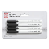 TRU RED Dry Erase Marker, Pen-Style, Fine Bullet Tip, Black, 4/Pack (TUD24376609) Pack of 4