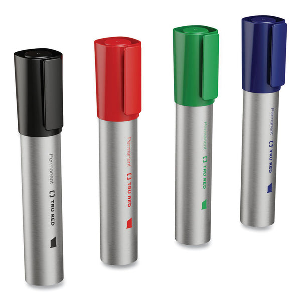 TRU RED™ XL Permanent Marker, Extra-Broad Chisel Tip, Assorted Colors, 4/Pack (TUD24398949) Pack of 4