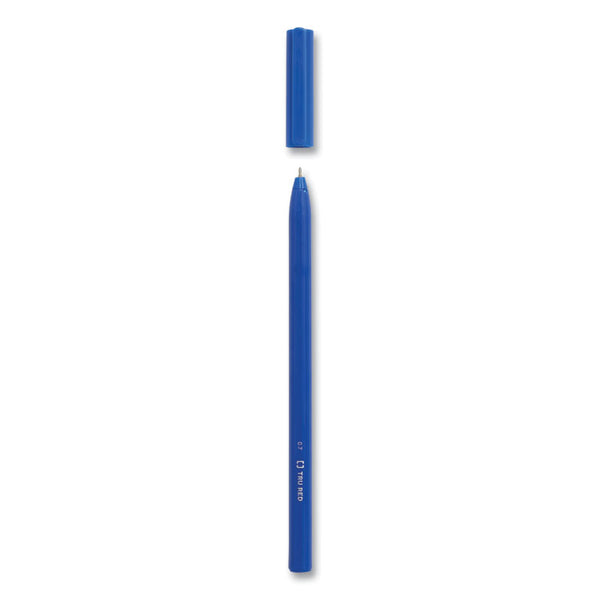 TRU RED™ Ballpoint Pen, Stick, Fine 0.7 mm, Blue Ink, Blue Barrel, Dozen (TUD24326830)