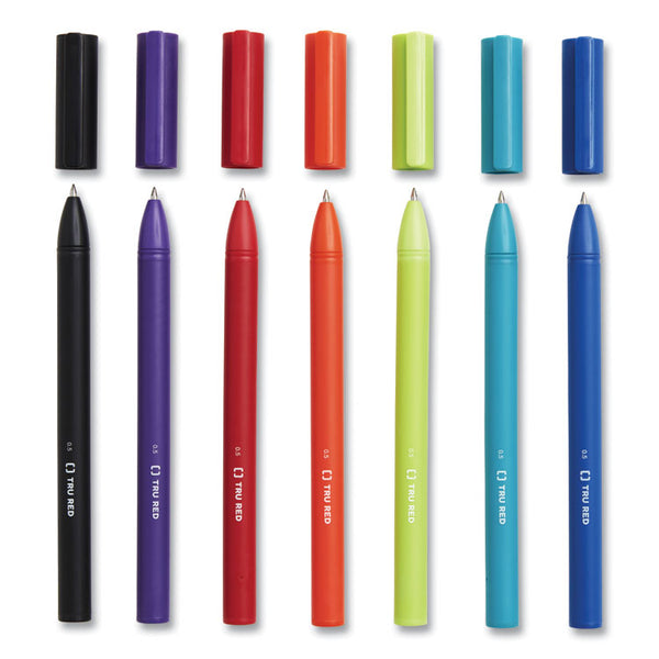 TRU RED™ Quick Dry Gel Pen, Retractable, Fine 0.5 mm, Assorted Ink and Barrel Colors, 12/Pack (TUD24377039)