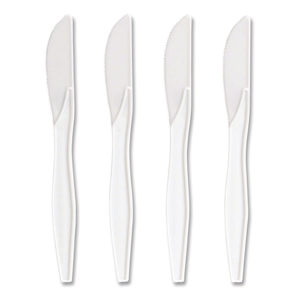 Perk Mediumweight Plastic Cutlery, Knife, White, 1,000/Pack (PRK24390988) Pack of 1000