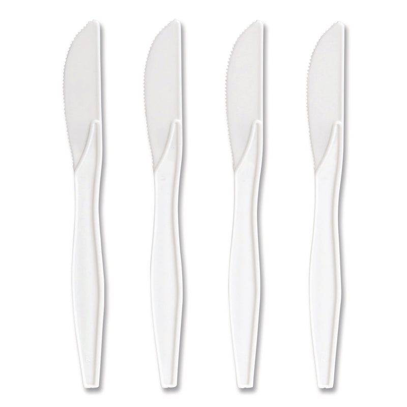 Perk Mediumweight Plastic Cutlery, Knife, White, 1,000/Pack (PRK24390988) Pack of 1000