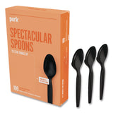 Perk Heavyweight Plastic Cutlery, Teaspoon, Black, 100/Pack (PRK24390993) Pack of 100