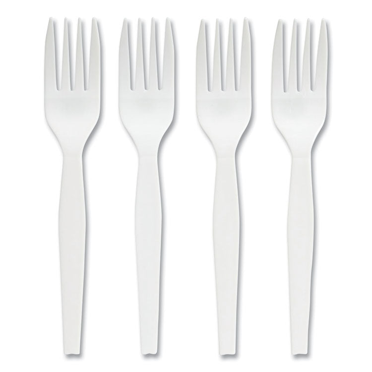 Perk™ Eco-ID Mediumweight Compostable Cutlery, Fork, White, 300/Pack (PRK24394114)