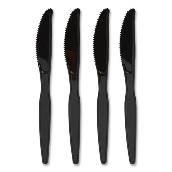 Perk™ Heavyweight Plastic Cutlery, Knives, Black, 100/Pack (PRK24390997)