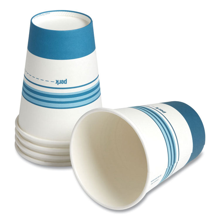 Perk™ Paper Hot Cups, 12 oz, White/Blue, 50/Pack (PRK24375253) Pack of 50