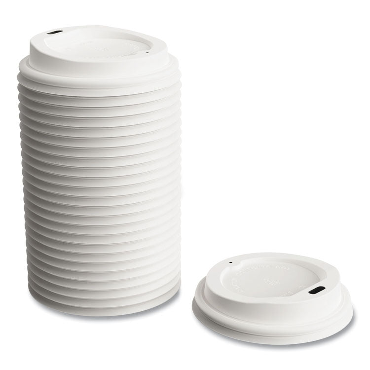 Perk™ Plastic Hot Cup Lids, Fits 8 oz Cups, White, 50/Pack (PRK24375268)