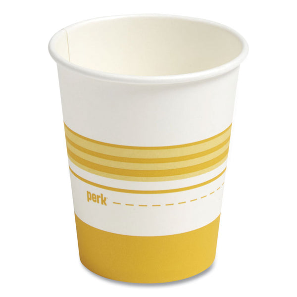 Perk™ Paper Hot Cups, 8 oz, White/Yellow, 50/Pack (PRK24375261)