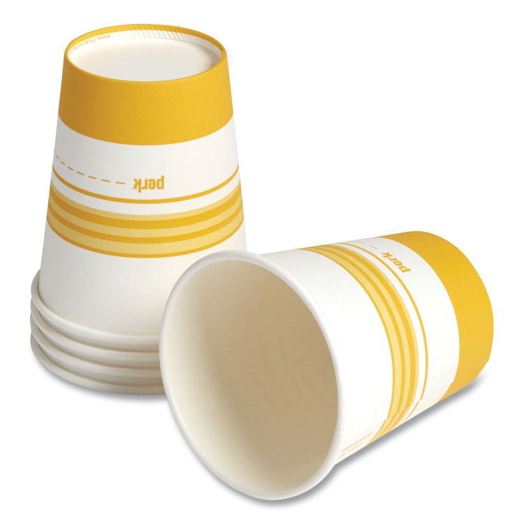 Perk™ Paper Hot Cups, 8 oz, White/Yellow, 50/Pack (PRK24375261)