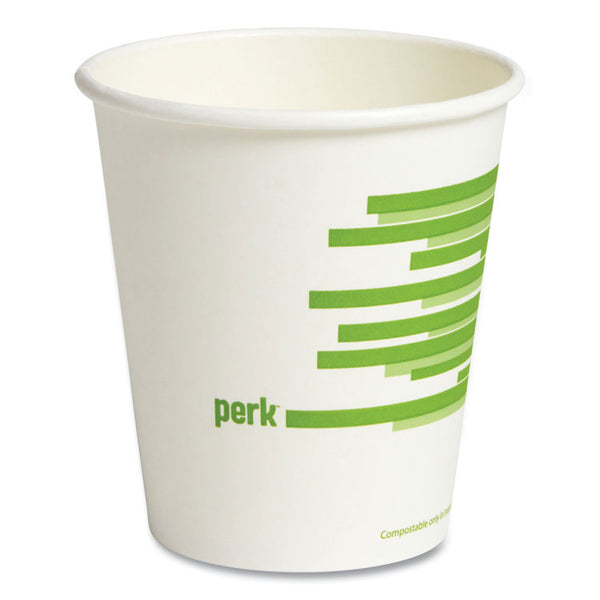 Perk™ Eco-ID Compostable Paper Hot Cups, 10 oz, White/Green, 50/Pack (PRK24394117)