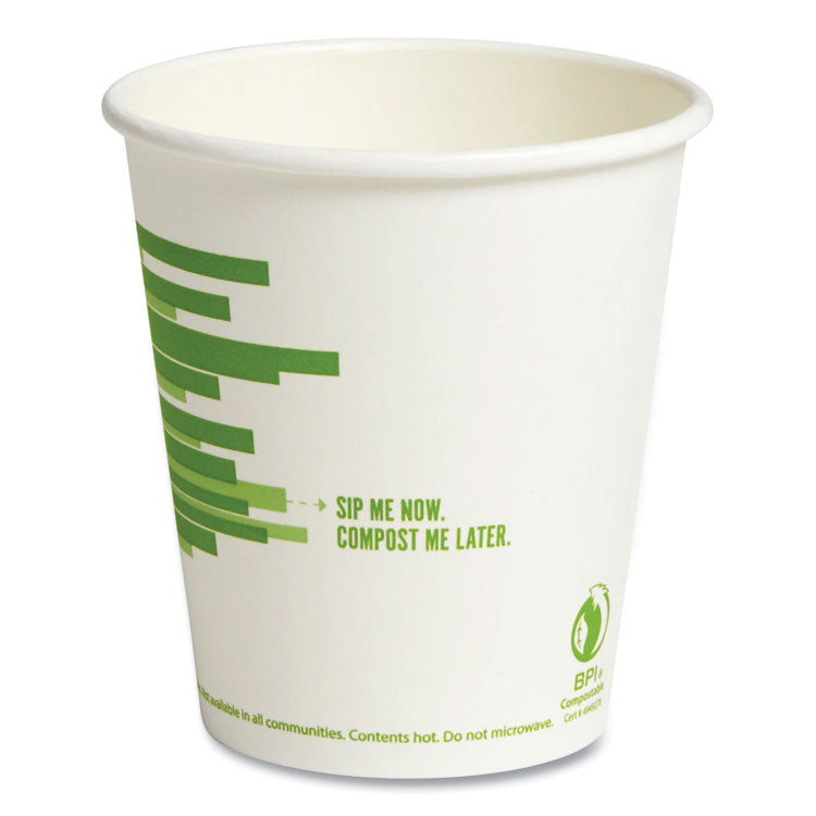 Perk™ Eco-ID Compostable Paper Hot Cups, 10 oz, White/Green, 50/Pack (PRK24394117)