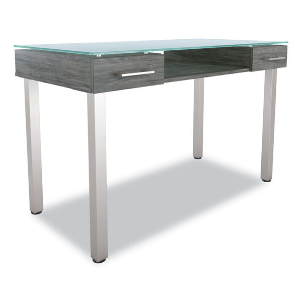 Union & Scale™ Prestige Glass Writing Desk, 47.1" x 23.5" x 29.5", Gray (UOS24398955)