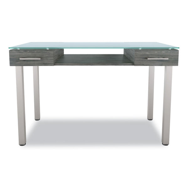 Union & Scale™ Prestige Glass Writing Desk, 47.1" x 23.5" x 29.5", Gray (UOS24398955)