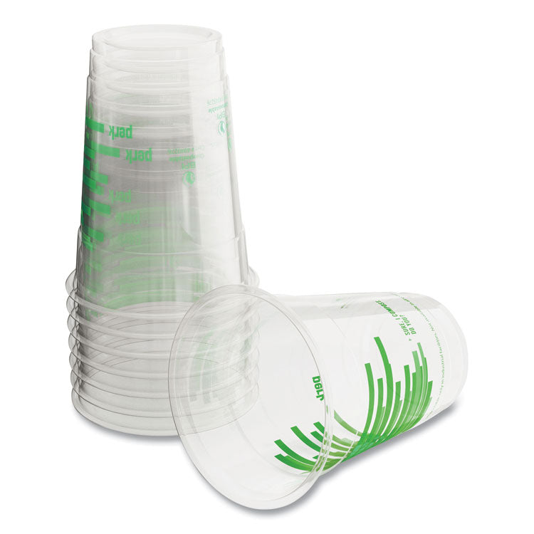 Perk™ Eco-ID Compostable PLA Corn Plastic Cold Cups, 16 oz, Clear/Green, 50/Pack, 6 Packs/Carton (PRK24394128)