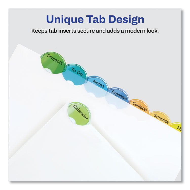 Avery® Insertable Style Edge Tab Plastic Dividers, 8-Tab, 11 x 8.5, Translucent, 1 Set (AVE11201)