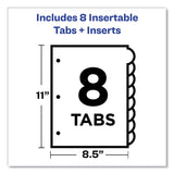 Avery® Insertable Style Edge Tab Plastic Dividers, 8-Tab, 11 x 8.5, Translucent, 1 Set (AVE11201)