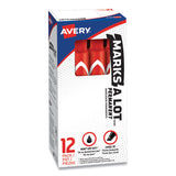 Avery® MARKS A LOT Large Desk-Style Permanent Marker, Broad Chisel Tip, Red, Dozen (8887) (AVE08887)