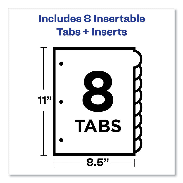 Avery® Insertable Style Edge Tab Plastic 1-Pocket Dividers, 8-Tab, 11.25 x 9.25, Translucent, 1 Set (AVE11293)