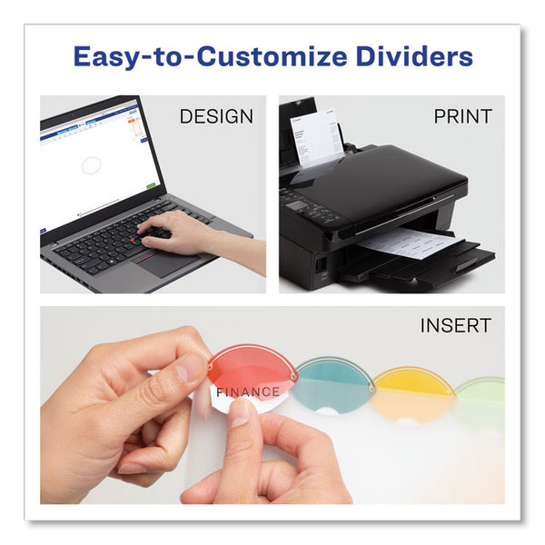 Avery® Insertable Style Edge Tab Plastic Dividers, 7-Hole Punched, 5-Tab, 8.5 x 5.5, Translucent, 1 Set (AVE11118)