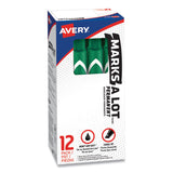 Avery® MARKS A LOT Large Desk-Style Permanent Marker, Broad Chisel Tip, Green, Dozen (8885) (AVE08885)