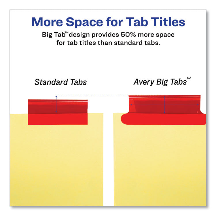 Avery® Insertable Big Tab Dividers, 5-Tab, Double-Sided Gold Edge Reinforcing, 11 x 8.5, Buff, Assorted Tabs, 1 Set (AVE11109)