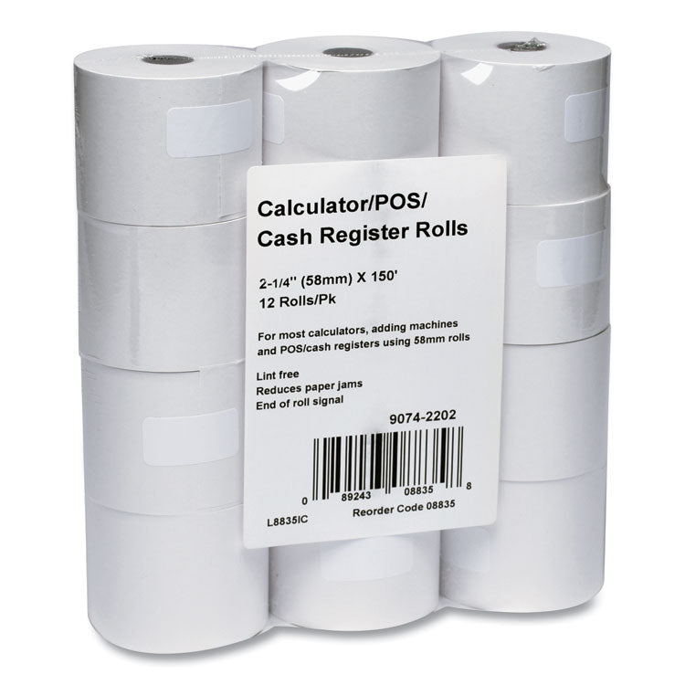 Iconex™ Impact Bond Paper Rolls, 2.25" x 150 ft, White, 12/Pack (ICX90742202) Pack of 12