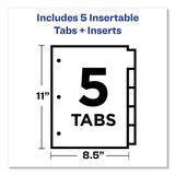 Avery® Insertable Big Tab Dividers, 5-Tab, Double-Sided Gold Edge Reinforcing, 11 x 8.5, White, Clear Tabs, 1 Set (AVE11122)