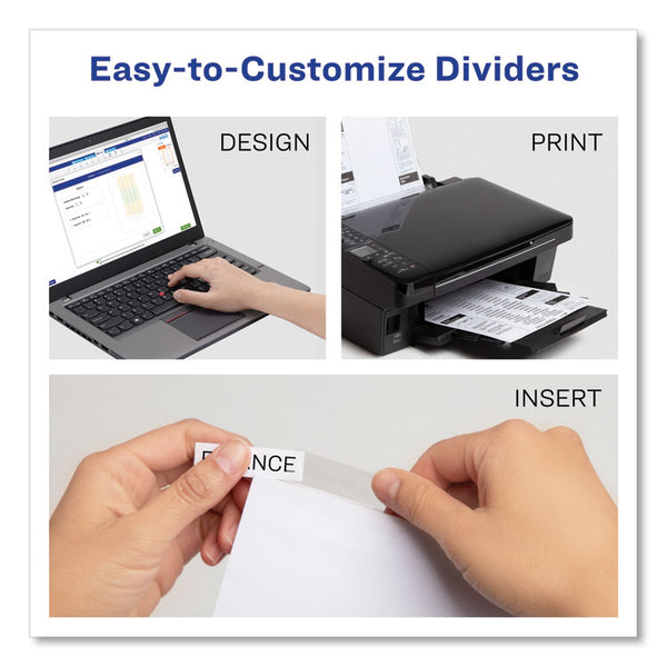 Avery® Insertable Big Tab Dividers, 8-Tab, 11.13 x 9.25, White, Clear Tabs, 1 Set (AVE11223)