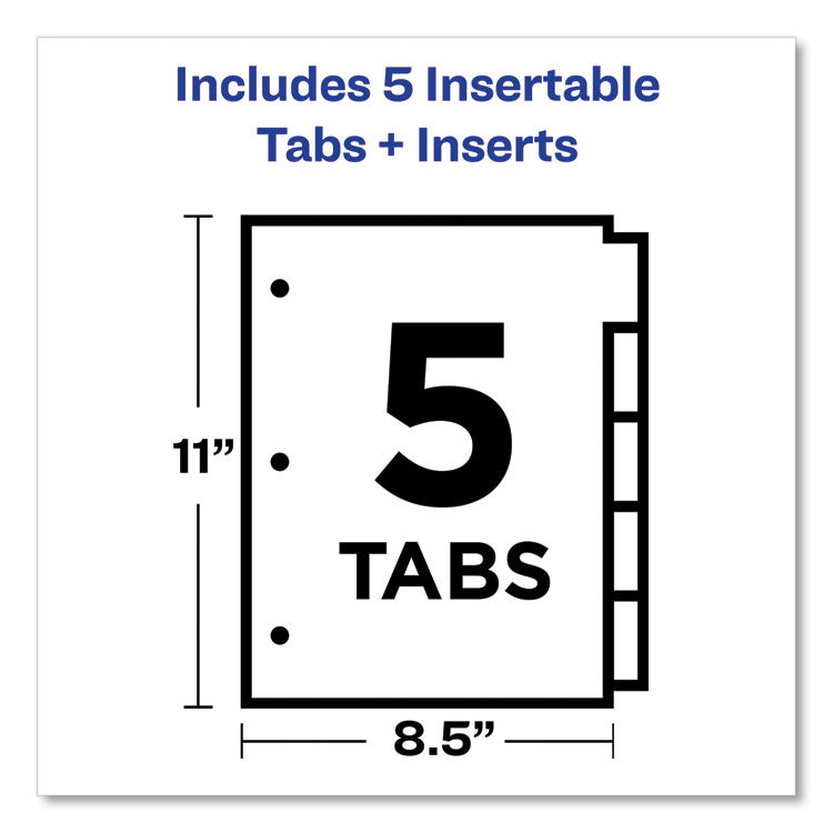 Avery® Insertable Big Tab Dividers, 5-Tab, Double-Sided Gold Edge Reinforcing, 11 x 8.5, Buff, Assorted Tabs, 1 Set (AVE11109)