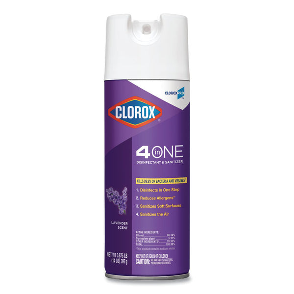 Clorox® 4 in One Disinfectant and Sanitizer, Lavender, 14 oz Aerosol Spray (CLO32512EA)