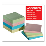 Universal® Self-Stick Note Pads, 3" x 3", Assorted Pastel Colors, 100 Sheets/Pad, 12 Pads/Pack (UNV35669)