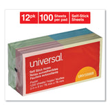 Universal® Self-Stick Note Pads, 3" x 3", Assorted Pastel Colors, 100 Sheets/Pad, 12 Pads/Pack (UNV35669) Pack of 12