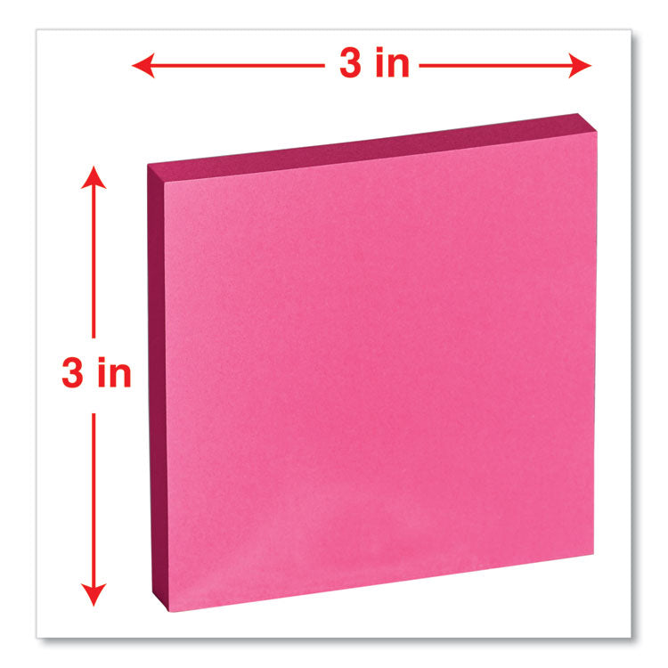 Universal® Fan-Folded Self-Stick Pop-Up Note Pads, 3" x 3", Assorted Neon Colors, 100 Sheets/Pad, 12 Pads/Pack (UNV35617)