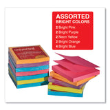 Universal® Fan-Folded Self-Stick Pop-Up Note Pads, 3" x 3", Assorted Bright Colors, 100 Sheets/Pad, 12 Pads/Pack (UNV35611) Pack of 12