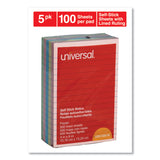 Universal® Self-Stick Note Pads, Note Ruled, 4" x 6", Assorted Pastel Colors, 100 Sheets/Pad, 5 Pads/Pack (UNV35616) Pack of 5