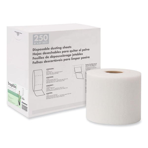 Boardwalk® TrapEze Disposable Dusting Sheets, 8" x 125 ft, White, 250 Sheets/Roll, (BWK582508)