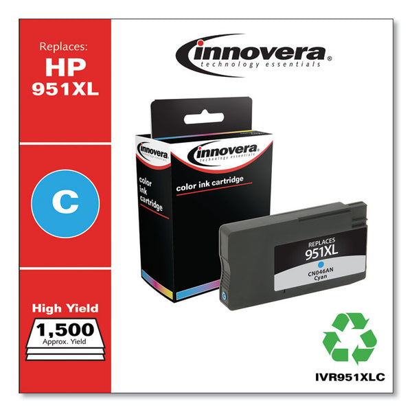 Innovera® Remanufactured Cyan High-Yield Ink, Replacement for 951XL (CN046AN), 1,500 Page-Yield (IVR951XLC) Each