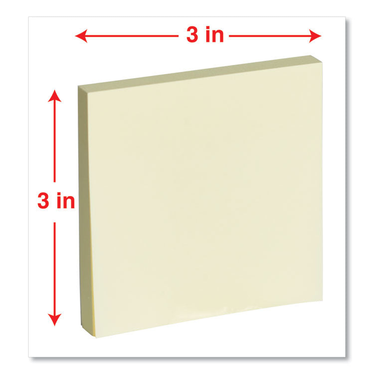 Universal® Fan-Folded Self-Stick Pop-Up Note Pads, 3" x 3", Yellow, 100 Sheets/Pad, 12 Pads/Pack (UNV35664)