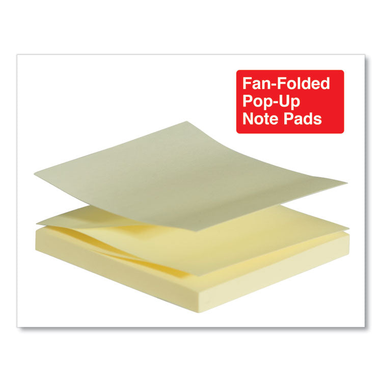 Universal® Fan-Folded Self-Stick Pop-Up Note Pads Cabinet Pack, 3" x 3", Yellow, 90 Sheets/Pad, 24 Pads/Pack (UNV35694)