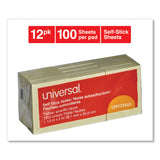 Universal® Self-Stick Note Pads, 1.5" x 2", Yellow, 100 Sheets/Pad, 12 Pads/Pack (UNV35662)