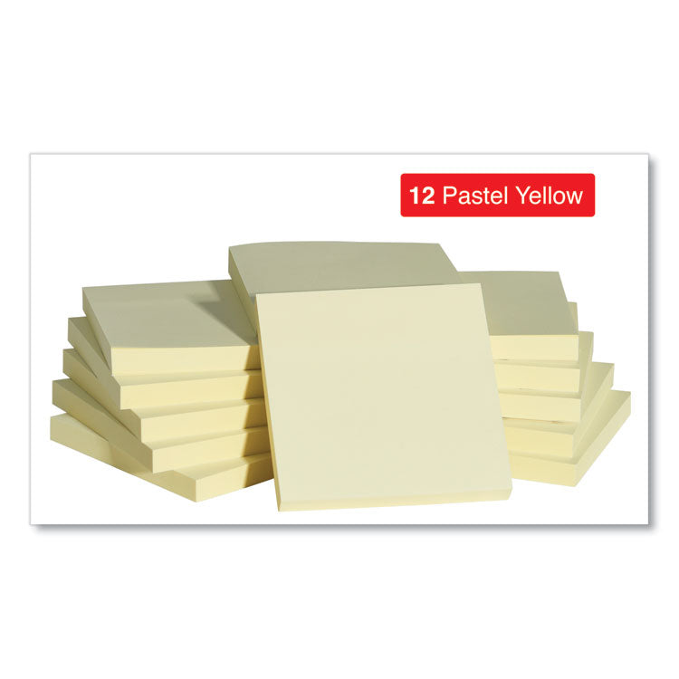 Universal® Self-Stick Note Pads, 3" x 3", Yellow, 100 Sheets/Pad, 12 Pads/Pack (UNV35668)