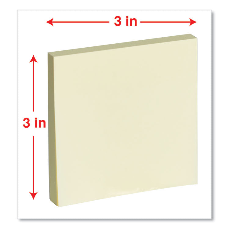 Universal® Fan-Folded Self-Stick Pop-Up Note Pads Cabinet Pack, 3" x 3", Yellow, 90 Sheets/Pad, 24 Pads/Pack (UNV35694)