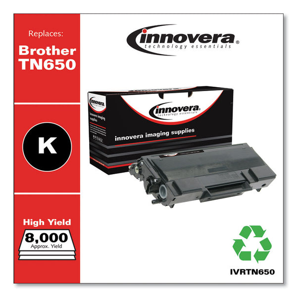 Innovera® Remanufactured Black High-Yield Toner, Replacement for TN650, 8,000 Page-Yield (IVRTN650) Each