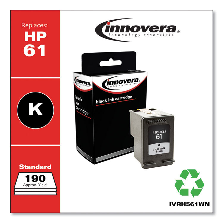 Innovera® Remanufactured Black Ink, Replacement for 61 (CH561WN), 200 Page-Yield (IVRH561WN) Each