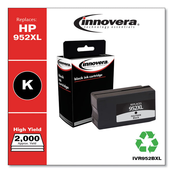 Innovera® Remanufactured Black High-Yield Ink, Replacement for 952XL (F6U19AN), 2,000 Page-Yield (IVR952BXL) Each