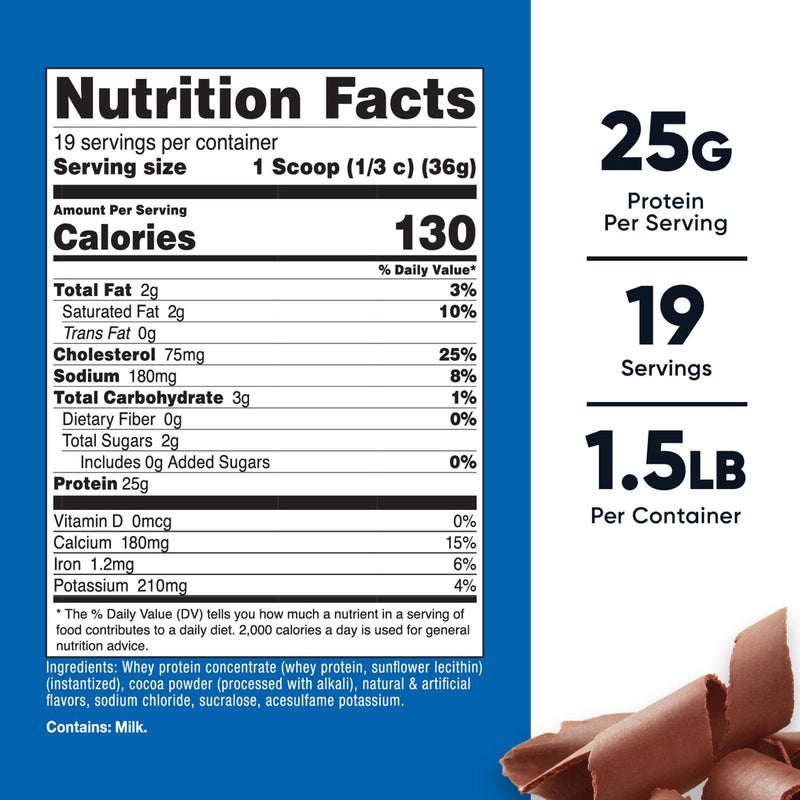 Nutricost Whey Protein Concentrate Oral Supplement Chocolate Flavor Powder 1.5 lb. Canister (1270267_BT) 1/BT