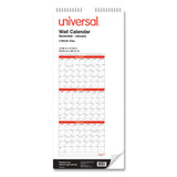 Universal® Three-Month Wall Calendar, 12 x 27, White/Red Sheets, 14-Month: Dec 2024 to Jan 2026 (UNV71003)