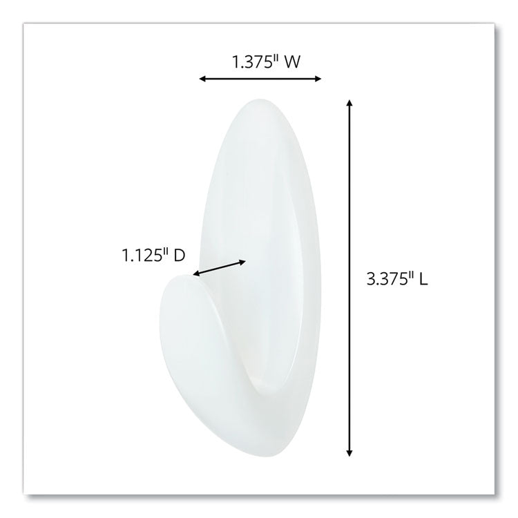 Command™ Medium Bath Hooks Value Pack, Plastic, White, 3 lb Capacity, 6 Hooks and 6 Strips (MMMBATH186ES) Each